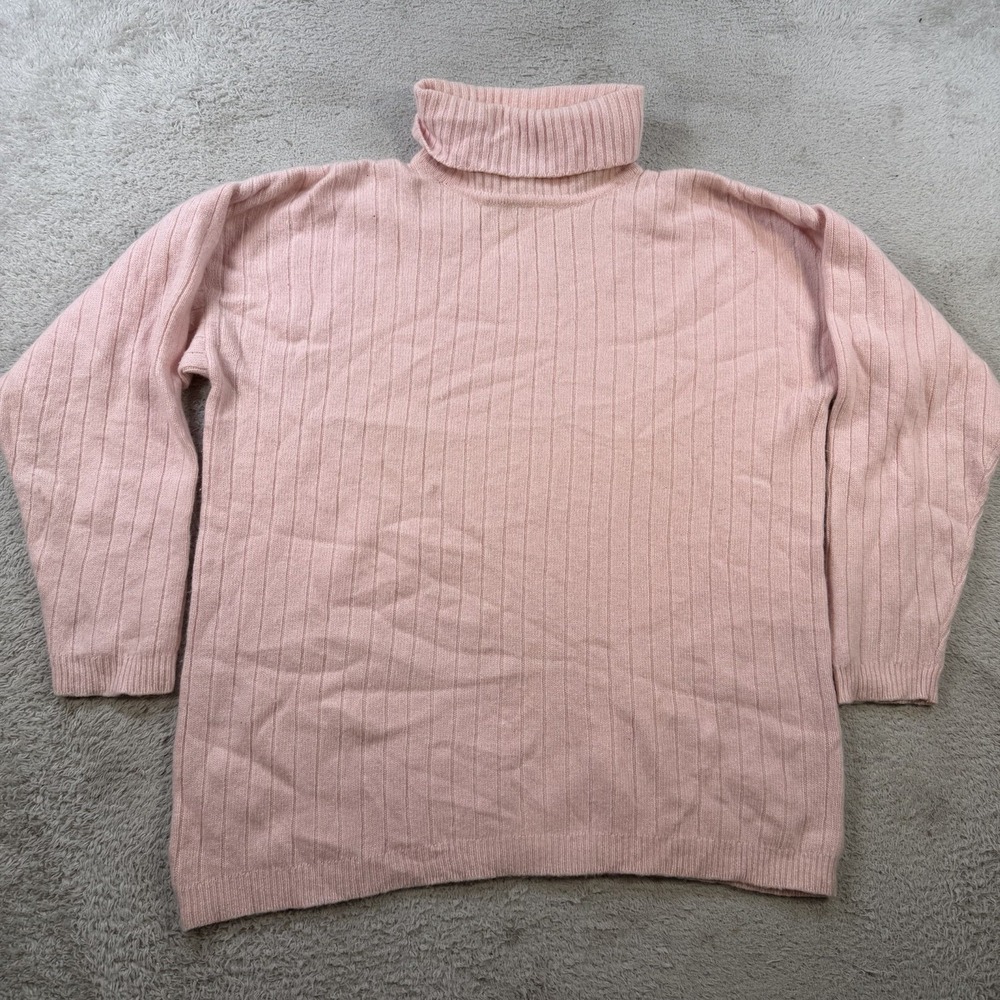 Lord & Taylor Sweater Womens Large Pink 100% Cashmere Turtleneck Ribbed Soft